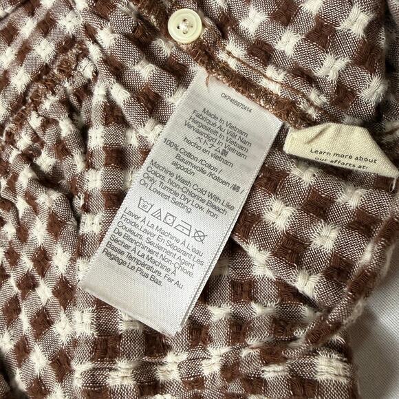 Madewell Medford Brown Gingham Checkered Peplum Short Sleeve Top Medium - Picture 5 of 8